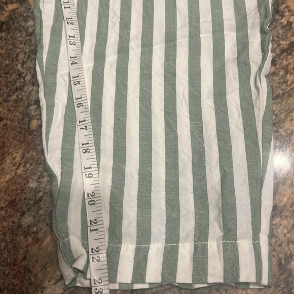 Madewell Linen-Cotton Track Trousers in Stripe SZ 6  Versailles Green New - Picture 12 of 12